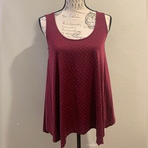 Rock & Republic Maroon Dotted Tank Top